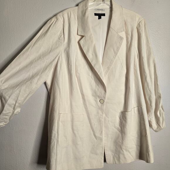 Lane Bryant The Bryant Linen Blend Blazer Size 16 White Summer Office Lagenlook - Picture 3 of 12